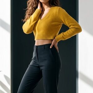 H&M Mustard V-Neck Sweater